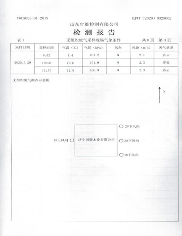 冠豪木業(yè)檢測報告