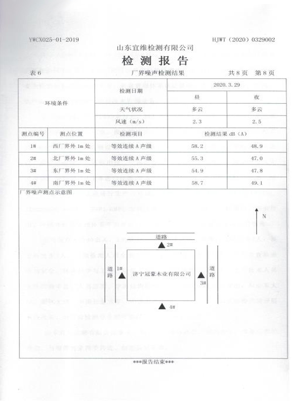 冠豪木業(yè)檢測報告